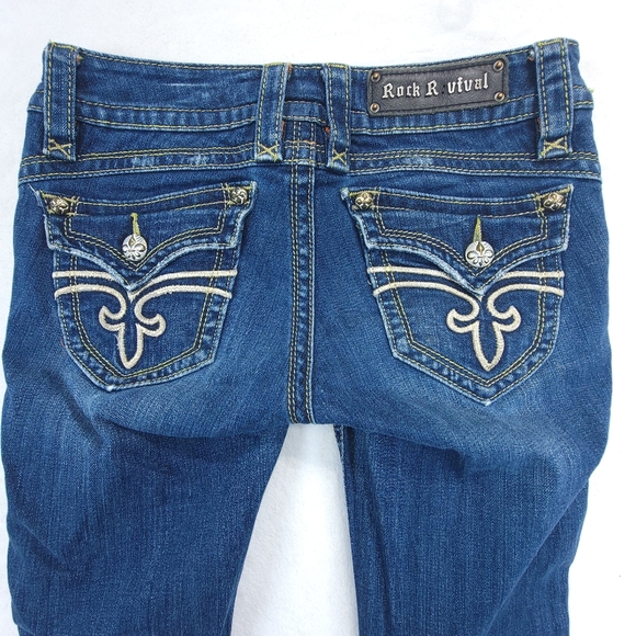 Rock Revival Jeans Womens Size 28 Gwen Boot Butt Flap Pocket *Minor Flaw* - Picture 2 of 11